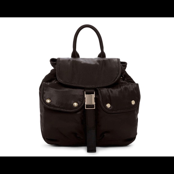 NEW ❤️ Steve Madden JAX Satin Medium Backpack BLK - Picture 2 of 8